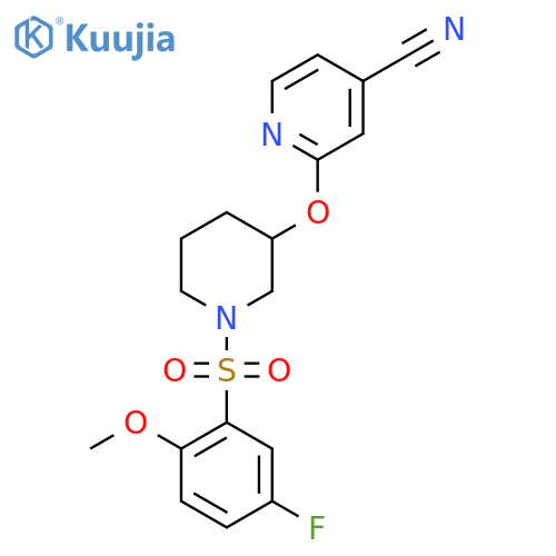 2-{[1-(5-fluoro-2-methoxybenzenesulfonyl)piperidin-3-yl]oxy}pyridine-4-carbonitrile structure