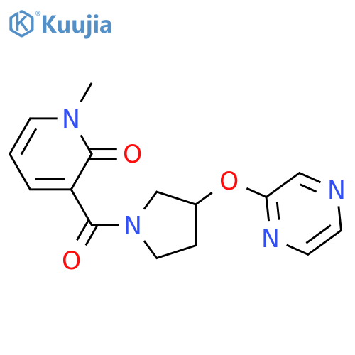 1-methyl-3-[3-(pyrazin-2-yloxy)pyrrolidine-1-carbonyl]-1,2-dihydropyridin-2-one structure