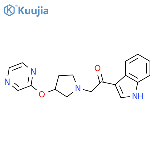 2-(1H-indol-3-yl)-1-[3-(pyrazin-2-yloxy)pyrrolidin-1-yl]ethan-1-one structure