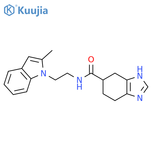 N-[2-(2-methyl-1H-indol-1-yl)ethyl]-4,5,6,7-tetrahydro-1H-1,3-benzodiazole-5-carboxamide structure