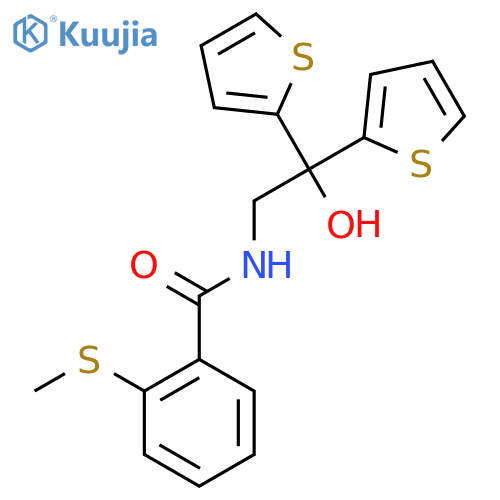 N-2-hydroxy-2,2-bis(thiophen-2-yl)ethyl-2-(methylsulfanyl)benzamide structure