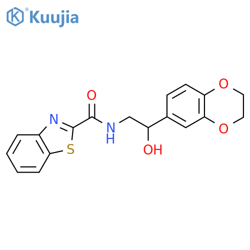 N-2-(2,3-dihydro-1,4-benzodioxin-6-yl)-2-hydroxyethyl-1,3-benzothiazole-2-carboxamide structure