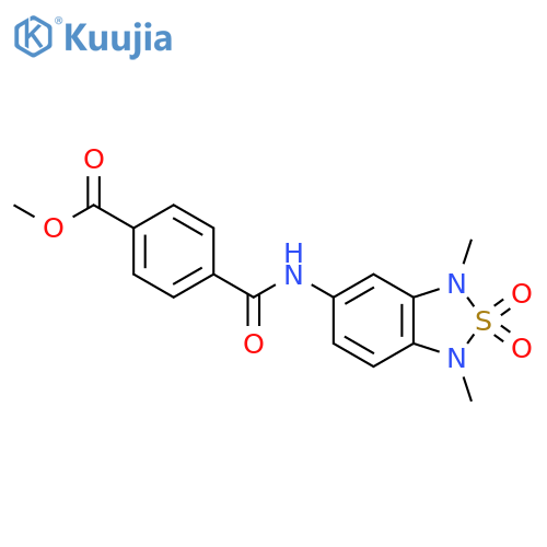 methyl 4-(1,3-dimethyl-2,2-dioxo-1,3-dihydro-2lambda6,1,3-benzothiadiazol-5-yl)carbamoylbenzoate structure