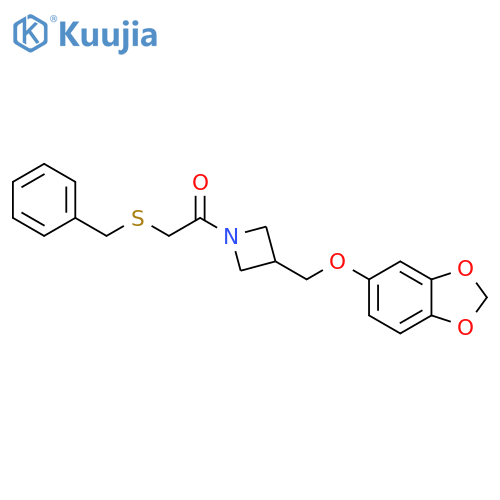 1-{3-[(2H-1,3-benzodioxol-5-yloxy)methyl]azetidin-1-yl}-2-(benzylsulfanyl)ethan-1-one structure