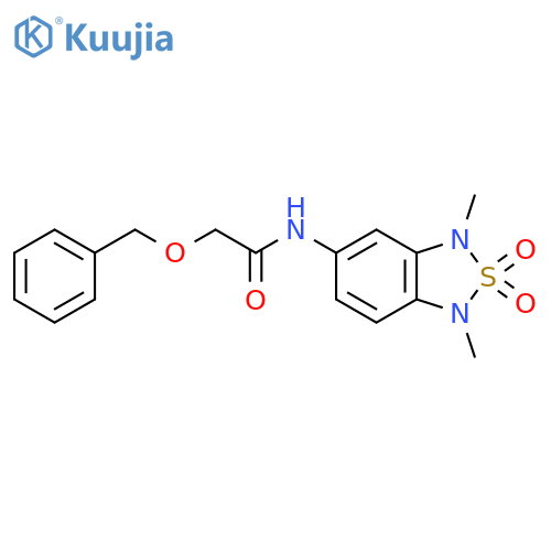2-(benzyloxy)-N-(1,3-dimethyl-2,2-dioxo-1,3-dihydro-2lambda6,1,3-benzothiadiazol-5-yl)acetamide structure
