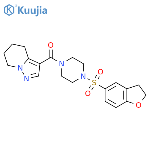 1-(2,3-dihydro-1-benzofuran-5-sulfonyl)-4-{4H,5H,6H,7H-pyrazolo[1,5-a]pyridine-3-carbonyl}piperazine structure