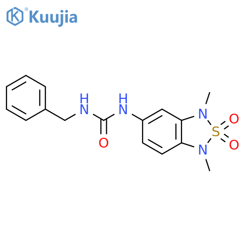 1-benzyl-3-(1,3-dimethyl-2,2-dioxo-1,3-dihydro-2lambda6,1,3-benzothiadiazol-5-yl)urea structure