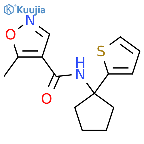 5-methyl-N-1-(thiophen-2-yl)cyclopentyl-1,2-oxazole-4-carboxamide structure