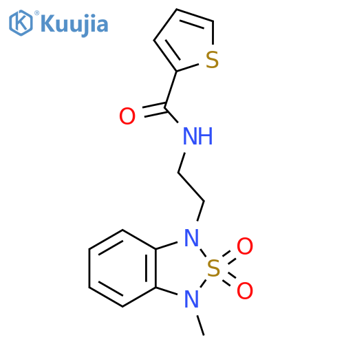 N-2-(3-methyl-2,2-dioxo-1,3-dihydro-2lambda6,1,3-benzothiadiazol-1-yl)ethylthiophene-2-carboxamide structure