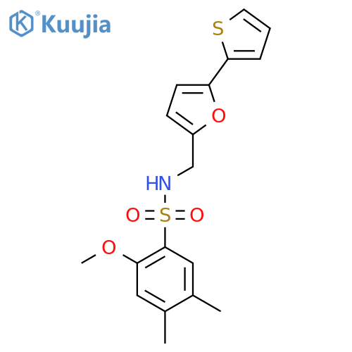 2-methoxy-4,5-dimethyl-N-{5-(thiophen-2-yl)furan-2-ylmethyl}benzene-1-sulfonamide structure