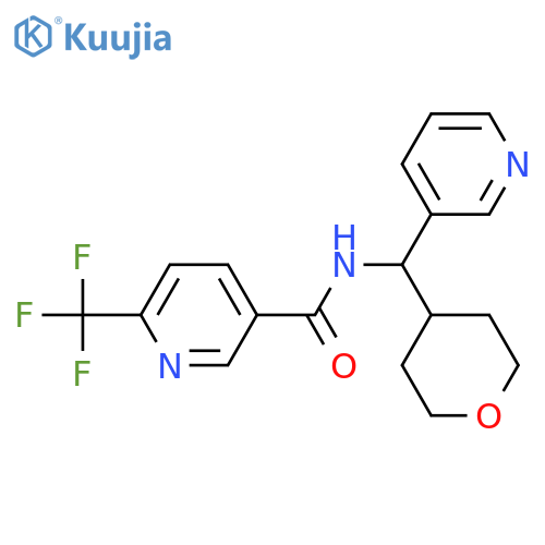N-[(oxan-4-yl)(pyridin-3-yl)methyl]-6-(trifluoromethyl)pyridine-3-carboxamide structure