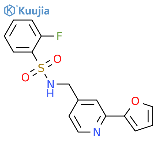 2-fluoro-N-{[2-(furan-2-yl)pyridin-4-yl]methyl}benzene-1-sulfonamide structure