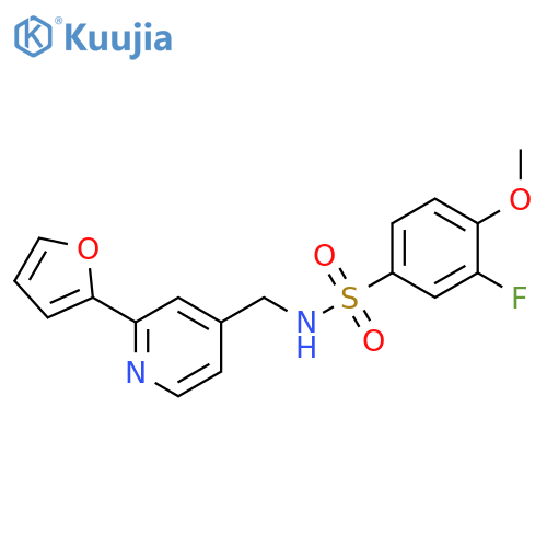 3-fluoro-N-{[2-(furan-2-yl)pyridin-4-yl]methyl}-4-methoxybenzene-1-sulfonamide structure