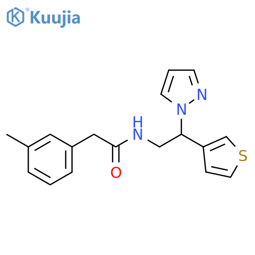 2-(3-methylphenyl)-N-[2-(1H-pyrazol-1-yl)-2-(thiophen-3-yl)ethyl]acetamide structure