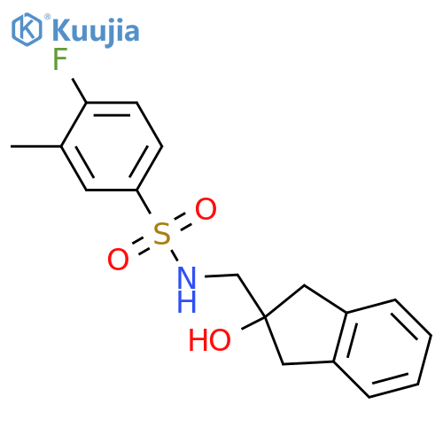 4-fluoro-N-[(2-hydroxy-2,3-dihydro-1H-inden-2-yl)methyl]-3-methylbenzene-1-sulfonamide structure