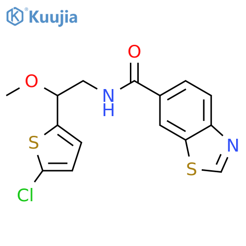 N-[2-(5-chlorothiophen-2-yl)-2-methoxyethyl]-1,3-benzothiazole-6-carboxamide structure