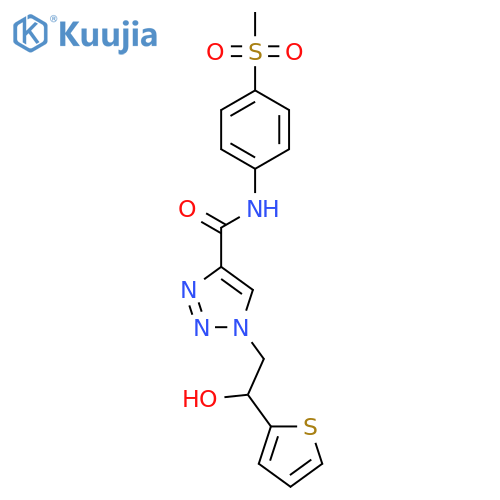 1-2-hydroxy-2-(thiophen-2-yl)ethyl-N-(4-methanesulfonylphenyl)-1H-1,2,3-triazole-4-carboxamide structure