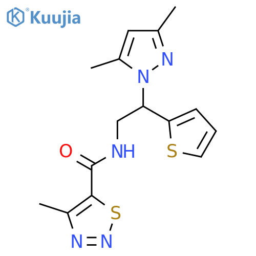 N-[2-(3,5-dimethyl-1H-pyrazol-1-yl)-2-(thiophen-2-yl)ethyl]-4-methyl-1,2,3-thiadiazole-5-carboxamide structure