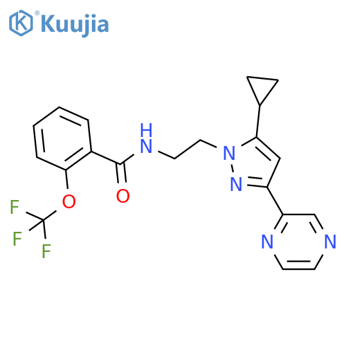 N-{2-5-cyclopropyl-3-(pyrazin-2-yl)-1H-pyrazol-1-ylethyl}-2-(trifluoromethoxy)benzamide structure