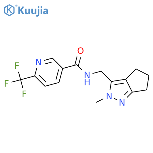 N-({2-methyl-2H,4H,5H,6H-cyclopenta[c]pyrazol-3-yl}methyl)-6-(trifluoromethyl)pyridine-3-carboxamide structure