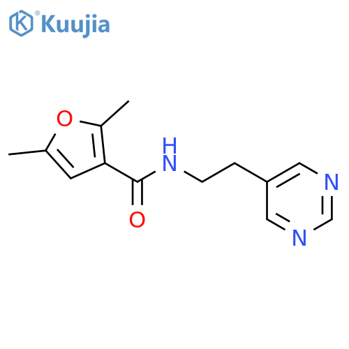 2,5-dimethyl-N-[2-(pyrimidin-5-yl)ethyl]furan-3-carboxamide structure