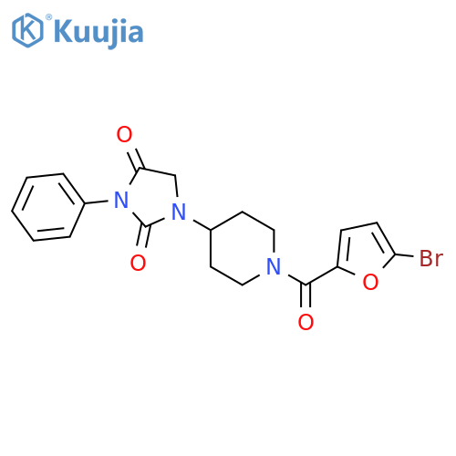1-[1-(5-bromofuran-2-carbonyl)piperidin-4-yl]-3-phenylimidazolidine-2,4-dione structure