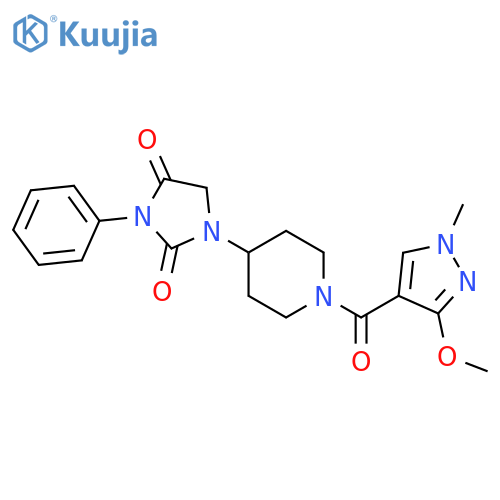 1-[1-(3-methoxy-1-methyl-1H-pyrazole-4-carbonyl)piperidin-4-yl]-3-phenylimidazolidine-2,4-dione structure