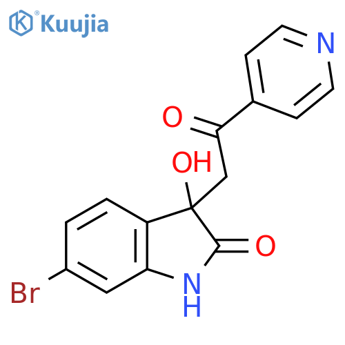 6-bromo-3-hydroxy-3-[2-oxo-2-(pyridin-4-yl)ethyl]-2,3-dihydro-1H-indol-2-one structure