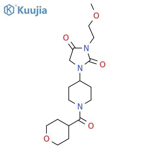 3-(2-methoxyethyl)-1-1-(oxane-4-carbonyl)piperidin-4-ylimidazolidine-2,4-dione structure