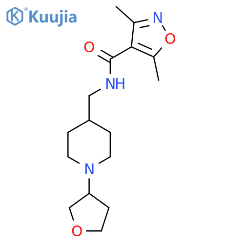 3,5-dimethyl-N-{1-(oxolan-3-yl)piperidin-4-ylmethyl}-1,2-oxazole-4-carboxamide structure