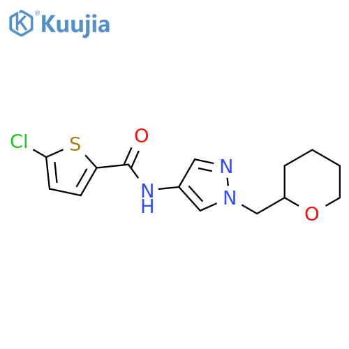 5-chloro-N-(1-((tetrahydro-2H-pyran-2-yl)methyl)-1H-pyrazol-4-yl)thiophene-2-carboxamide structure
