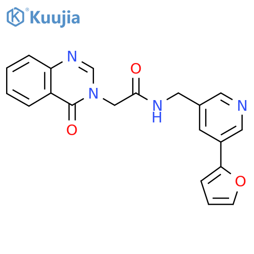 N-{5-(furan-2-yl)pyridin-3-ylmethyl}-2-(4-oxo-3,4-dihydroquinazolin-3-yl)acetamide structure