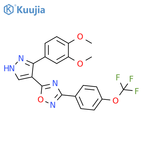 5-[3-(3,4-dimethoxyphenyl)-1H-pyrazol-4-yl]-3-[4-(trifluoromethoxy)phenyl]-1,2,4-oxadiazole structure