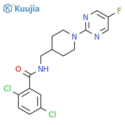 2,5-dichloro-N-((1-(5-fluoropyrimidin-2-yl)piperidin-4-yl)methyl)benzamide structure