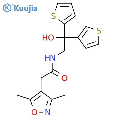 2-(3,5-dimethyl-1,2-oxazol-4-yl)-N-[2-hydroxy-2-(thiophen-2-yl)-2-(thiophen-3-yl)ethyl]acetamide structure