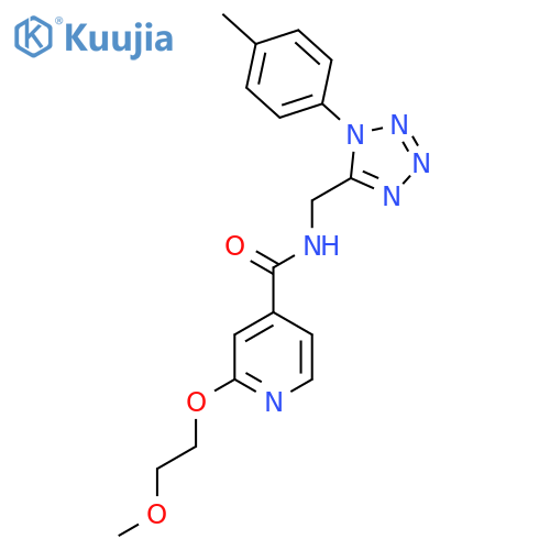 2-(2-methoxyethoxy)-N-((1-(p-tolyl)-1H-tetrazol-5-yl)methyl)isonicotinamide structure