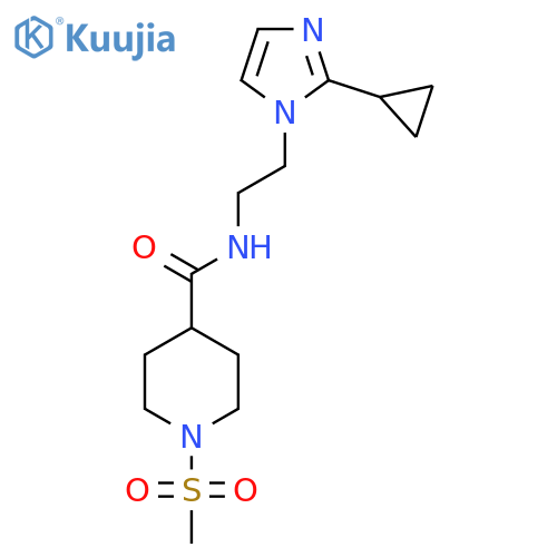 N-[2-(2-cyclopropyl-1H-imidazol-1-yl)ethyl]-1-methanesulfonylpiperidine-4-carboxamide structure
