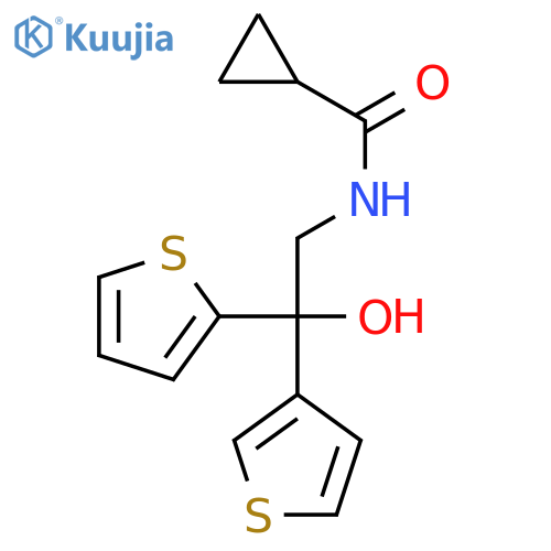 N-2-hydroxy-2-(thiophen-2-yl)-2-(thiophen-3-yl)ethylcyclopropanecarboxamide structure