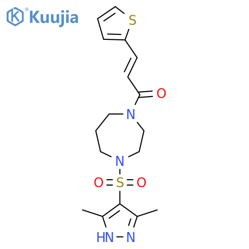 (2E)-1-{4-(3,5-dimethyl-1H-pyrazol-4-yl)sulfonyl-1,4-diazepan-1-yl}-3-(thiophen-2-yl)prop-2-en-1-one structure
