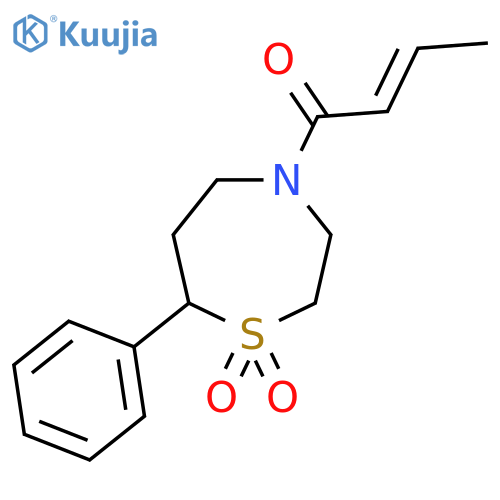 4-(2E)-but-2-enoyl-7-phenyl-1lambda6,4-thiazepane-1,1-dione structure