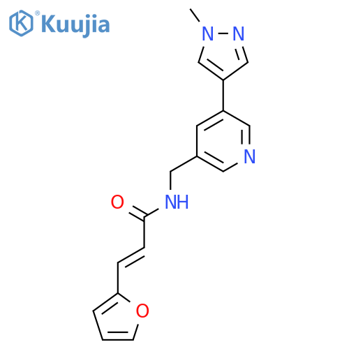 (2E)-3-(furan-2-yl)-N-{5-(1-methyl-1H-pyrazol-4-yl)pyridin-3-ylmethyl}prop-2-enamide structure
