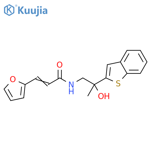 (2E)-N-[2-(1-benzothiophen-2-yl)-2-hydroxypropyl]-3-(furan-2-yl)prop-2-enamide structure