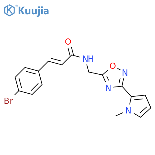 (2E)-3-(4-bromophenyl)-N-{[3-(1-methyl-1H-pyrrol-2-yl)-1,2,4-oxadiazol-5-yl]methyl}prop-2-enamide structure