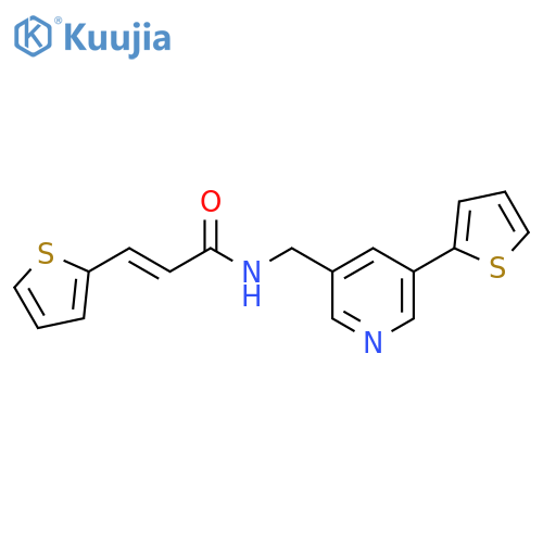 (2E)-3-(thiophen-2-yl)-N-{[5-(thiophen-2-yl)pyridin-3-yl]methyl}prop-2-enamide structure