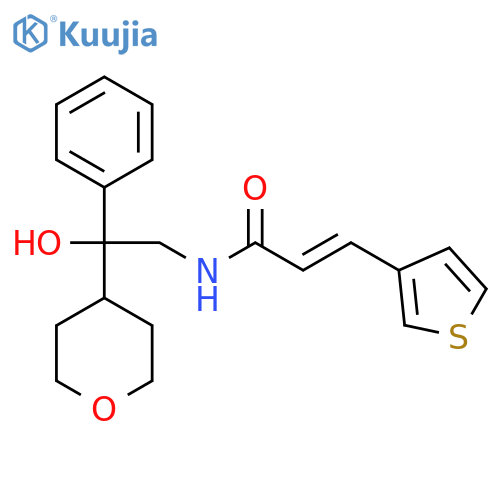(2E)-N-[2-hydroxy-2-(oxan-4-yl)-2-phenylethyl]-3-(thiophen-3-yl)prop-2-enamide structure