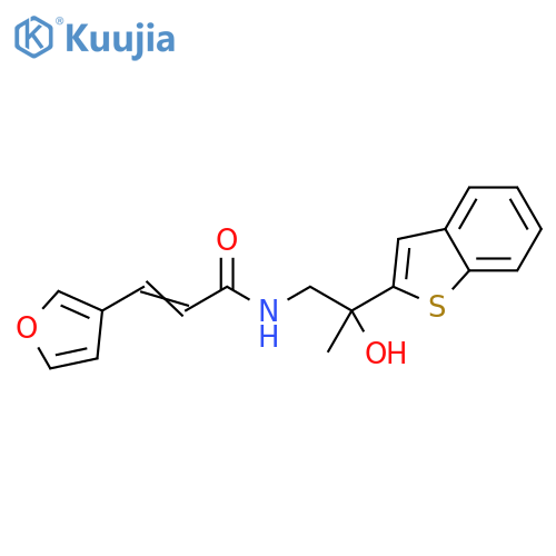 (2E)-N-2-(1-benzothiophen-2-yl)-2-hydroxypropyl-3-(furan-3-yl)prop-2-enamide structure