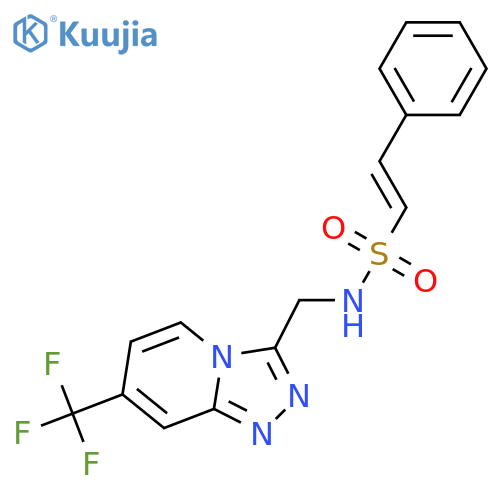 (E)-2-phenyl-N-{[7-(trifluoromethyl)-[1,2,4]triazolo[4,3-a]pyridin-3-yl]methyl}ethene-1-sulfonamide structure