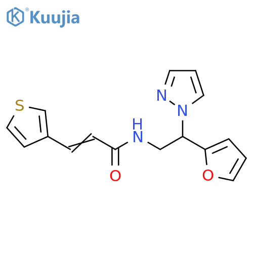 (2E)-N-[2-(furan-2-yl)-2-(1H-pyrazol-1-yl)ethyl]-3-(thiophen-3-yl)prop-2-enamide structure
