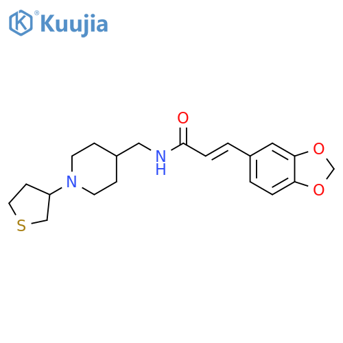 (2E)-3-(2H-1,3-benzodioxol-5-yl)-N-{[1-(thiolan-3-yl)piperidin-4-yl]methyl}prop-2-enamide structure