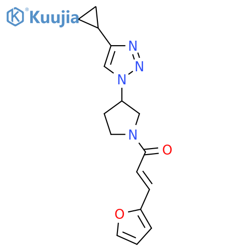 (2E)-1-3-(4-cyclopropyl-1H-1,2,3-triazol-1-yl)pyrrolidin-1-yl-3-(furan-2-yl)prop-2-en-1-one structure